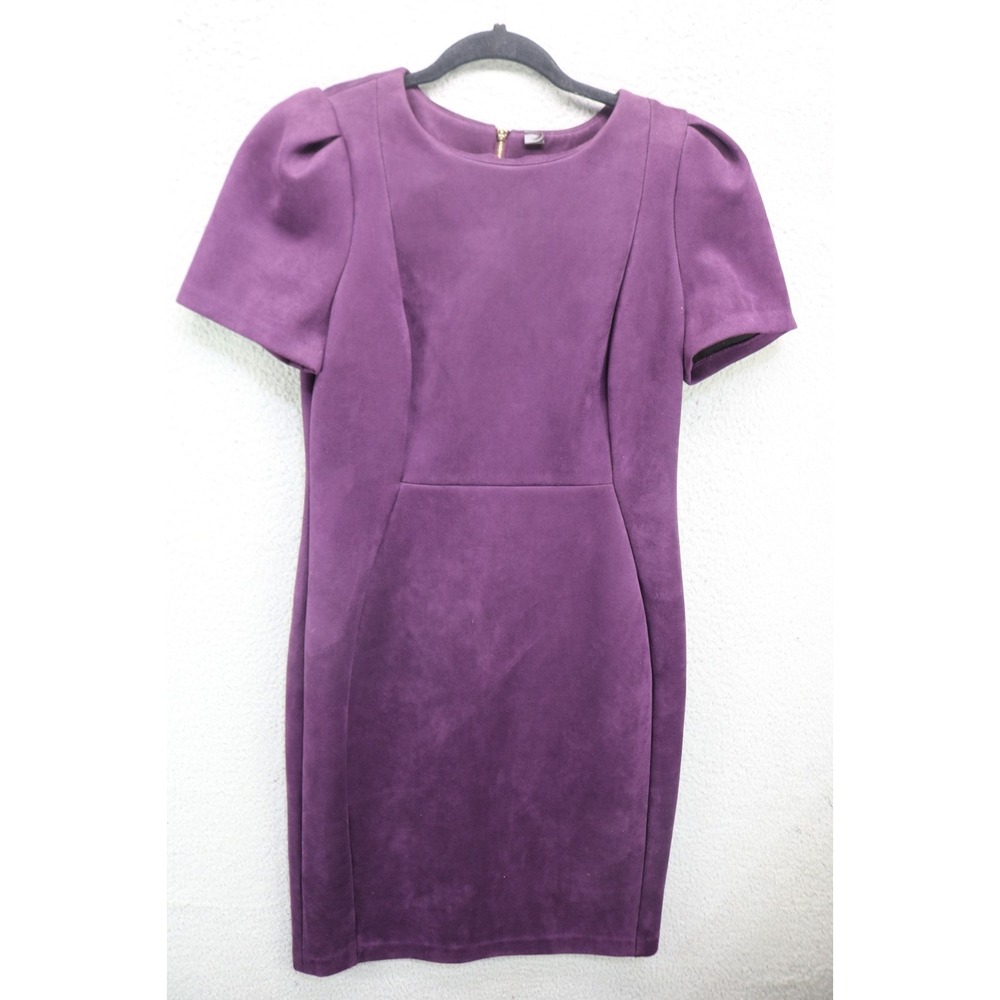 Calvin Klein Faux Suede Purple Short Sleeve Midi Dress-Sz 10-Whimsigoth